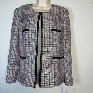 Tahari Tweeted Jacket W/Beautiful Trim Size 16